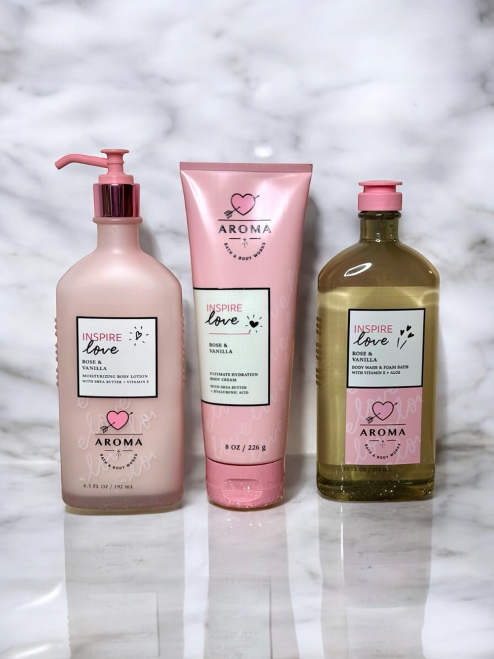 Bath and Body Works Rose & Vanilla Body Care Gift Set NWT